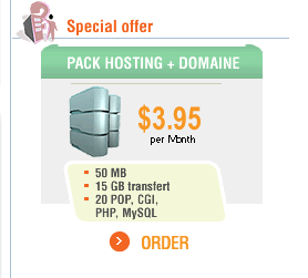 Special offer | PACK HOSTING + DOMAIN | $3.95 per month | ORDER